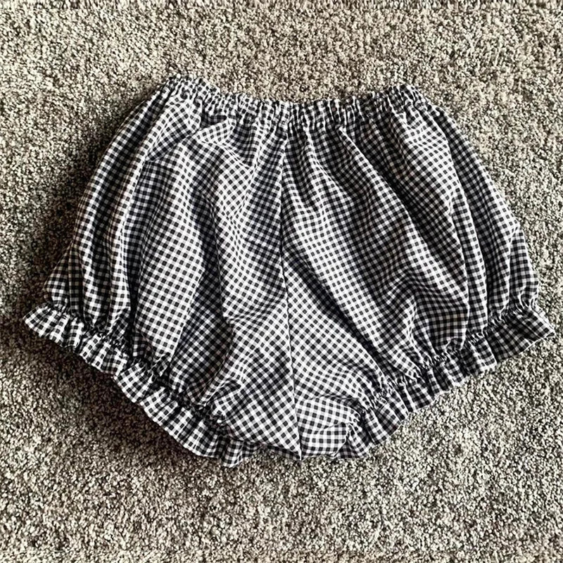 Cozy Kawaii Plaid Pajama Shorts With Elastic Waist Ruffle Trim