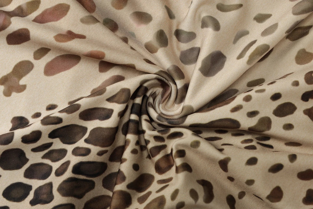 Leopard Print Turtleneck Sleeveless Backless Maxi Dress With Cutout Slit