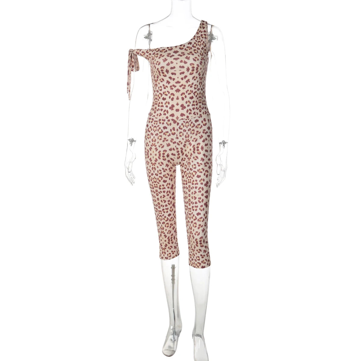 One Shoulder Backless Jumpsuit With Lace Up Detail