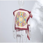 Boho Floral One Shoulder Camisole Tank Top With Asymmetrical Hem