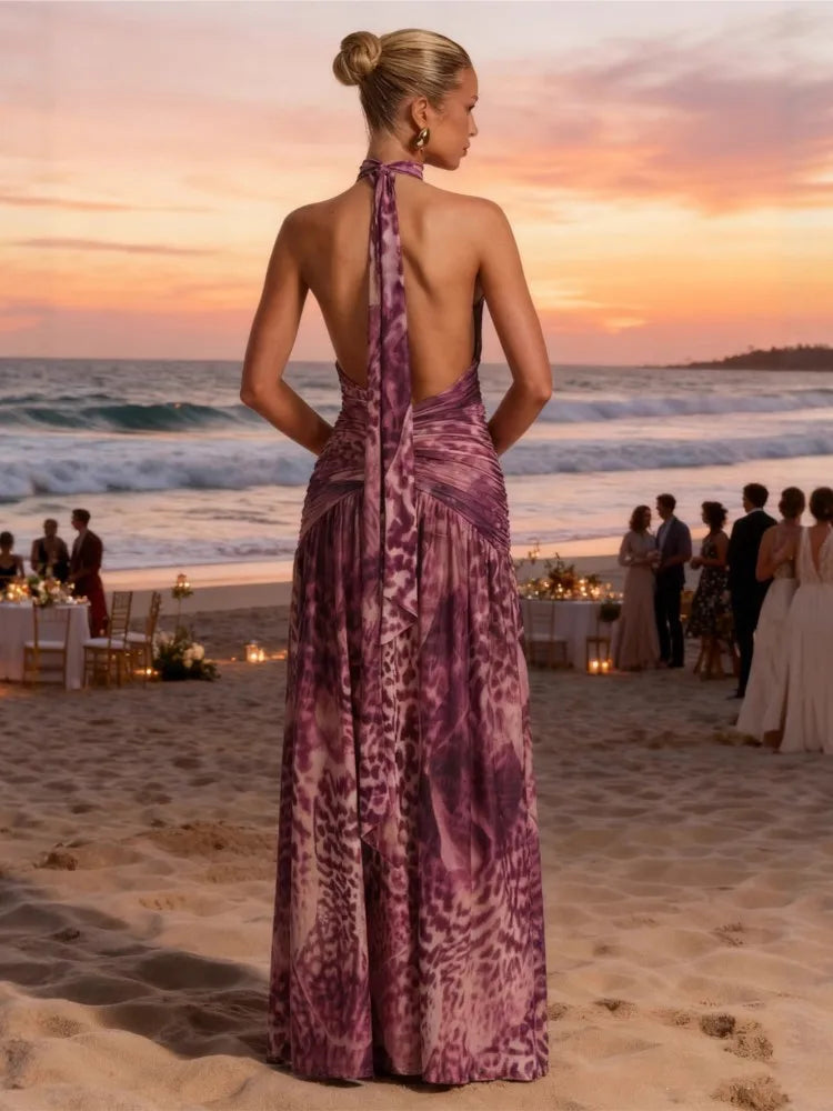 Purple Print Maxi Dress