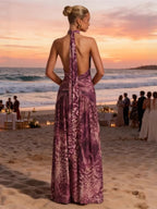 Purple Print Maxi Dress