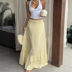 Striped High-Waisted Maxi Skirt