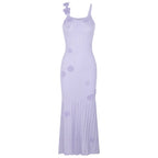 Airy Floral Knit Maxi Dress With Spaghetti Straps
