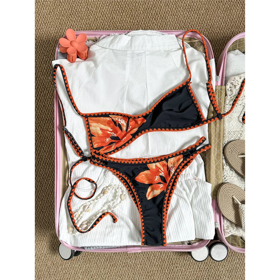 Floral Brazilian Bikini Set Two-Piece Swimsuit
