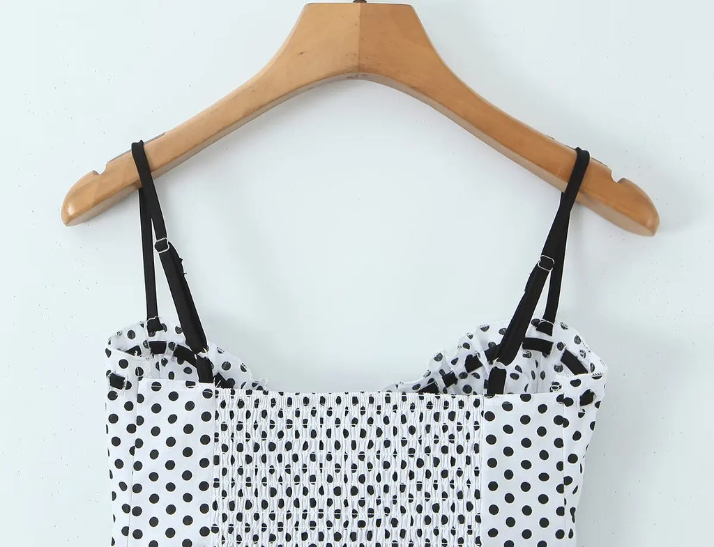 Sexy Sweet Girl Plaid Polka Dot Camis Cotton Top
