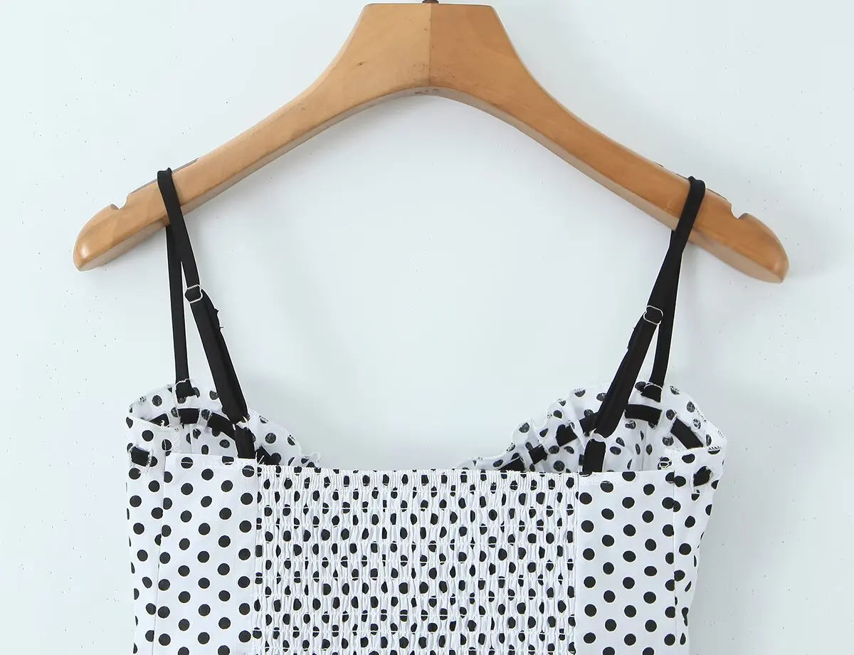 Sexy Sweet Girl Plaid Polka Dot Camis Cotton Top