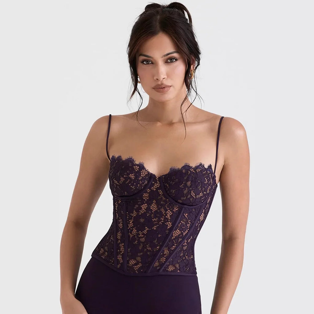 Women's Fashion Lace Spice Sling Vest Fishbone Top