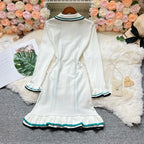 Knit Mini Dress With Ruffles