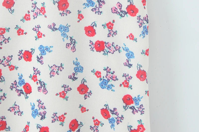 Women Fashion Sweet Floral Print Chic Halter Neck Cami Mini Y2K Embroidery Backless Dress