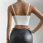 Red Lace Underwire Corset Crop Top Backless V Neck Elegance