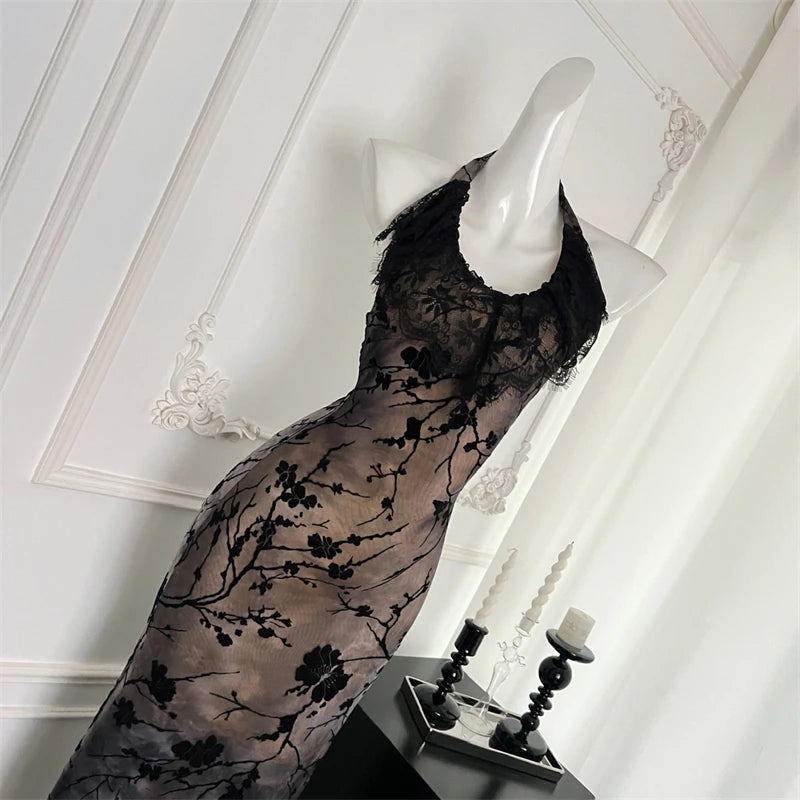 Black Gothic Lace Evening Dress With Off Shoulder Silhouette Vintage Inspired Elegant Gown