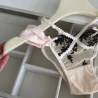 Sexy Lace Push Up Bra And Panty Set Featuring Semi Sheer Floral Design With Ring Embellishment