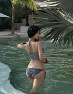 Leopard Print Skirted Bikini Set Backless