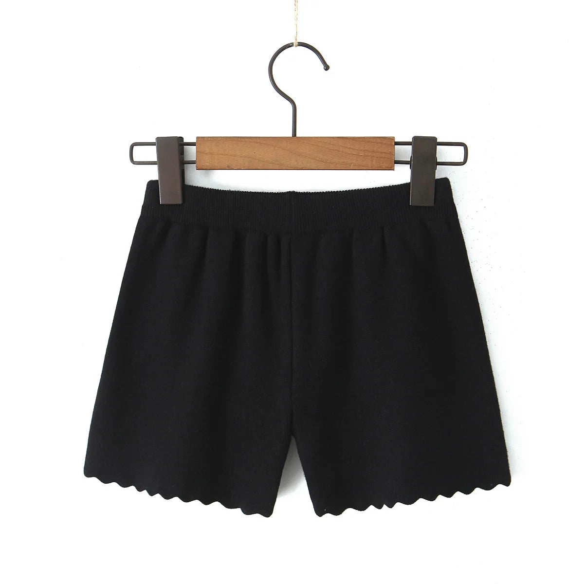 Vintage Two-piece Knit Cardigan And Elastic Waist Shorts Set