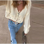 Side Hollow Out High Waist Jeans With Straight Leg Denim