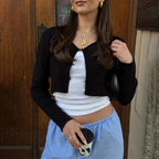 Female Cardigan Fashion Solid Long Sleeve Sexy Ribbed Casual Top