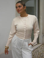 O-Neck Cardigan With Long Sleeves Slim Fit