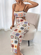 Backless Floral Print Bodycon Dress For Women Sleeveless Gown
