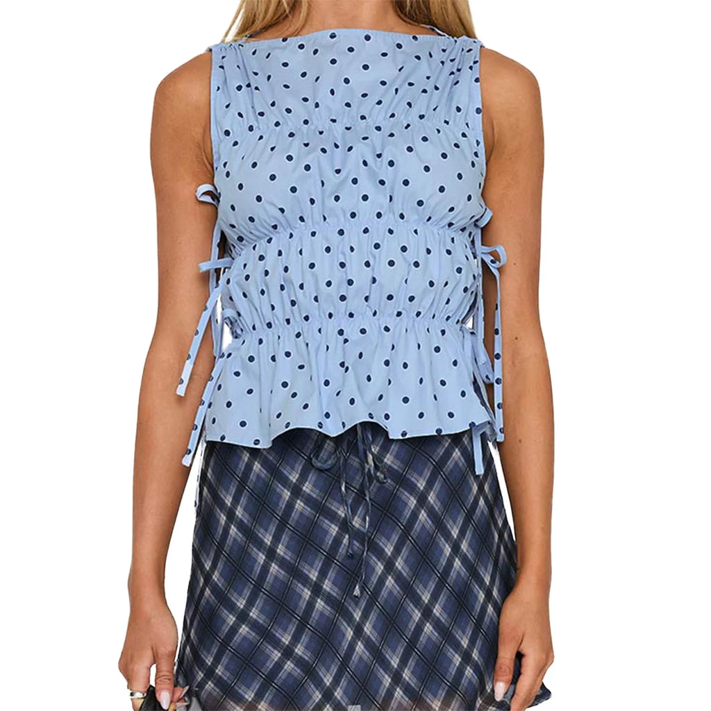 Tie-Up Side Dot Print Tank Top