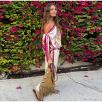 Boho Floral One Shoulder Camisole Tank Top With Asymmetrical Hem