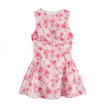 Sleeveless Pink Floral Mini Women High Neck A-line Dress