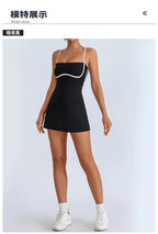 Women's Tennis Sleeveless Contrast Workout Yoga Build in Shorts Fashion Tight Fitting Skirts Suit