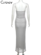 Elegant Halter Maxi Dress With Spaghetti Straps