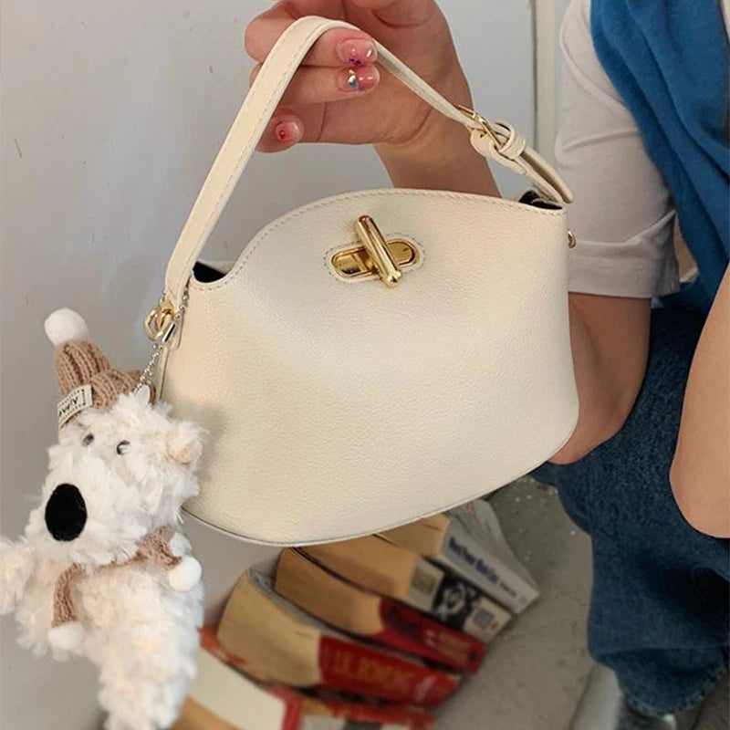 Soft Leather Bucket With Gold Button Tassel Luxe Everyday Shoulder Satchel For Women