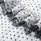 Polka Dot Chic Set With V Neck Crop Top And Ruffle Skirt