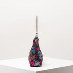Floral Embroidered Sequin Shoulder Bag For Women Crescent Shape Evening Purse