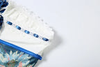 Ribbon Bow Women Lace Patchwork Art Print Folds Mini Body-con Dress