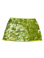 Sequin Side Split Mini Skirt With High Waist And Lace Up Detail