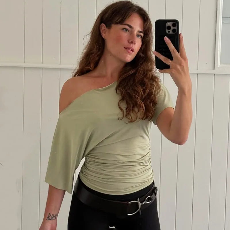 One Shoulder Summer Top For Women Slim Fit