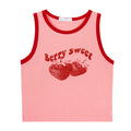 Pink Print Y2K Tank Top Off Shoulder Crop