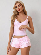Stripe Cami Top and Shorts Sleep Set for Women Lightweight Two-piece Loungewear