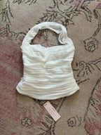 Ruched Halter Backless Top Double Layer