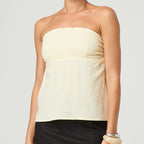 Strapless Peplum Top With Ruffle Hem Bandeau Backless