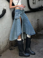 Sultry Retro Denim Slit Skirt For Women A Slimming And Versatile