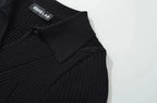Knit Turn Down Collar Pullover For Women Slim Stretch Short Sleeve Top