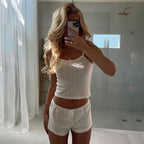Sultry Suspender Sleep Set With Lightweight Top And Shorts
