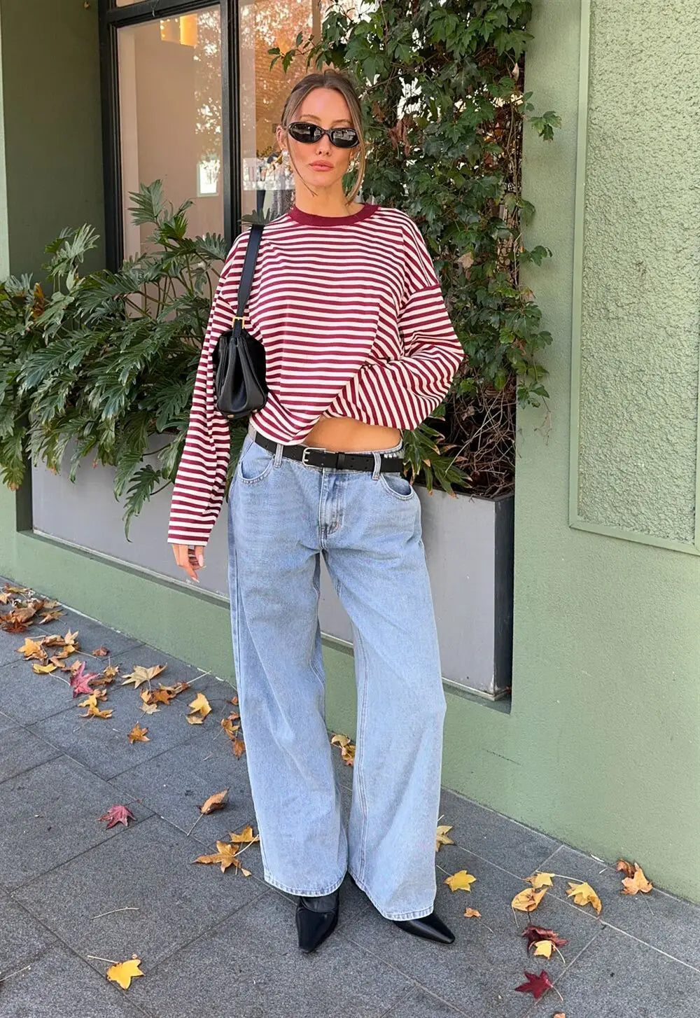 Stripe Patchwork Long Sleeve Tee for Casual Streetwear and Everyday