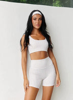 Yoga Grid Set Women's High-stretch Fitness Tank Top with High Waist and Quick-drying