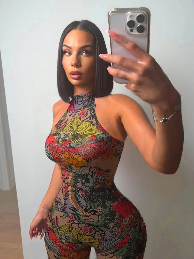 Backless Halter Off Shoulder Playsuit With Skinny Stretch Wrap Romper