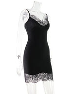 Lace Patchwork Camisole Dress With Sheer Detailing