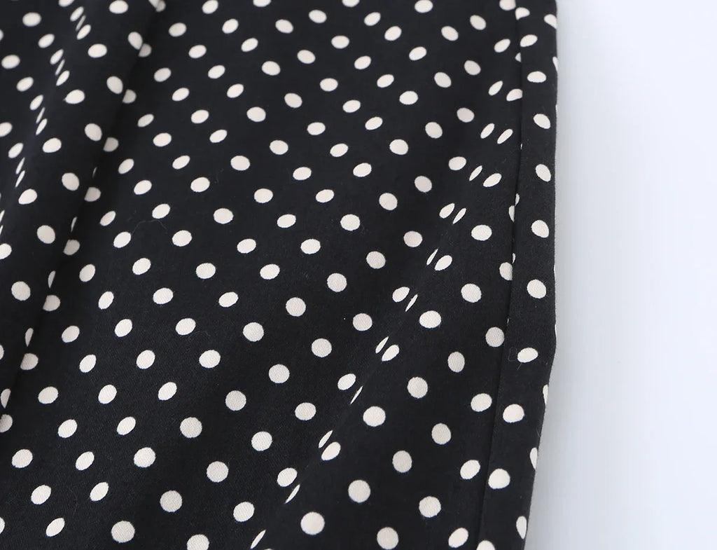Black Polka Dot Summer Mini Dress With Bow Detail Sleeveless Slimming Waist