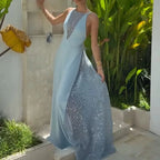 Elegant Sequin Mesh Evening Gown With Hollow Out Detailing In Floor Length Silhouette