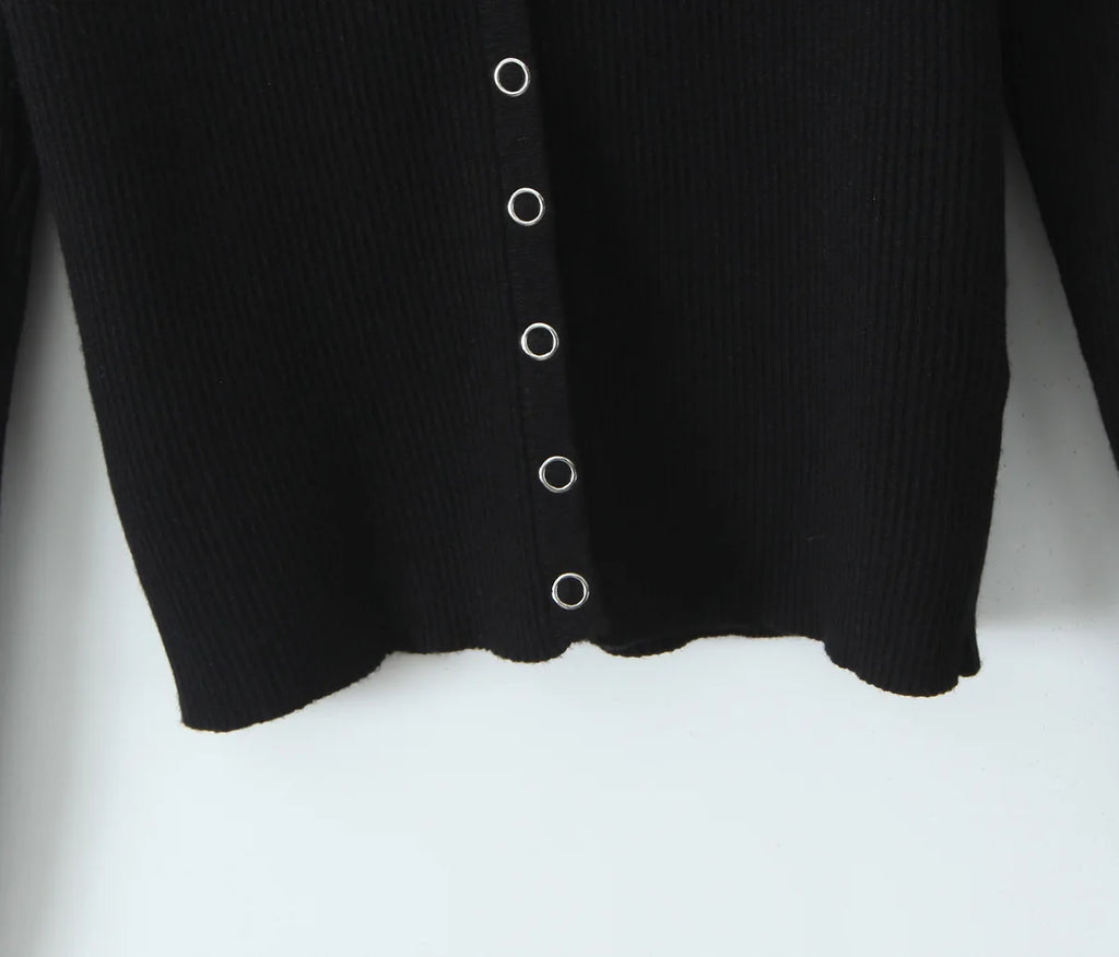Vintage Two-piece Knit Cardigan And Elastic Waist Shorts Set