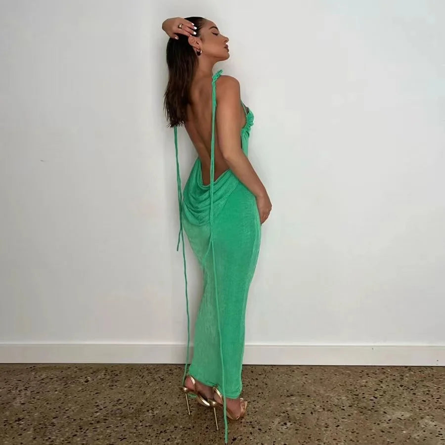 Backless Maxi Sundress With Spaghetti Straps