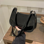 Retro Solid PU Leather Shoulder Bag For Women Chic Casual Hobo